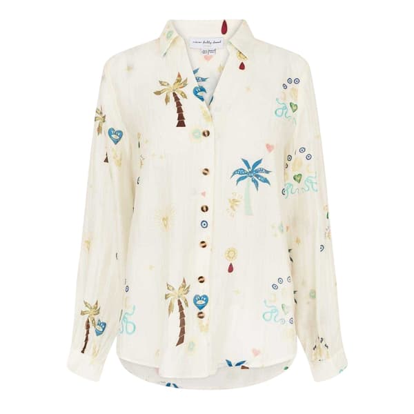 Never Fully Dressed Dam/Dam Palm Print Lyocell Långärmad Cream 10 UK