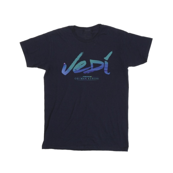 Star Wars Girls Obi-Wan Kenobi Jedi Painted Font Cotton T-Shirt Navy Blue 12-13 Years
