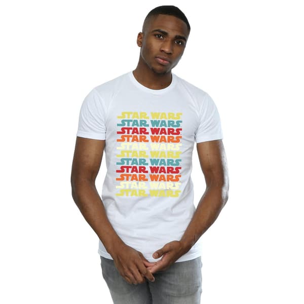 Star Wars Herr Retro Repeat Logotyp T-Shirt L Vit White L