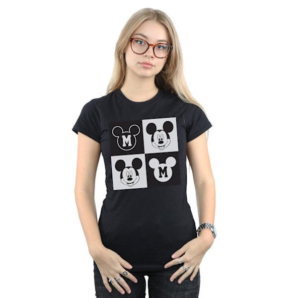 Disney Dam/Kvinnor Mickey Mouse Leende Rutor Bomull T-shirt Black L