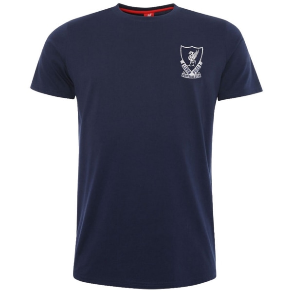 Liverpool FC Mens Crest T-shirt L Marinblå/Vit Navy/White L