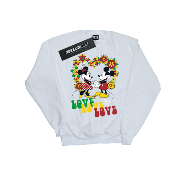 Disney Dam/Kvinnor Mickey Och Minnie Mouse Hippie Love Sweatshirt White M