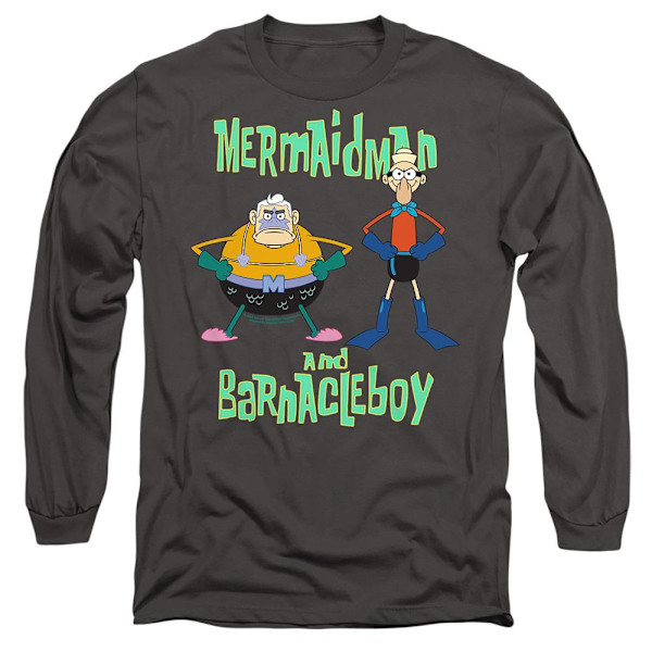 SvampBob Fyrkant Unisex Vuxen Sjöjungfru Man & Havstulpanpojken T-shirt Charcoal XXL