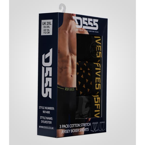 Duke Herr D555 Sylvester Tryckta Stretch Kingsize Boxer Shorts Black 3XL