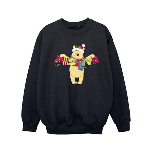 Disney Girls Winnie The Pooh Festive Sweatshirt 9-11 år Svart Black 9-11 Years