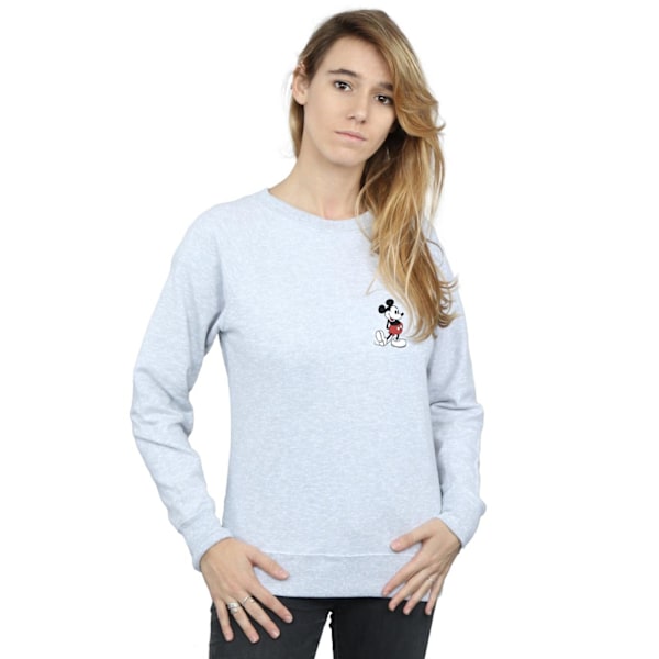 Disney Dam/Kvinnor Mickey Mouse Kickin Retro Bröst Sweatshirt Heather Grey XXL