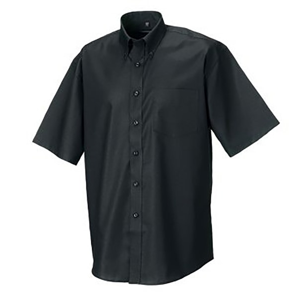 Russell Collection, kortärmad, lättskött Oxford skjorta för män 18. Black 18.5inch