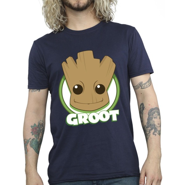 Guardians Of The Galaxy Mens Groot Badge T-shirt L Marinblå Navy Blue L