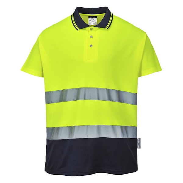 Portwest Herr Kontrast Hi-Vis Comfort Polo Shirt L Gul/Marinblå Yellow/Navy L