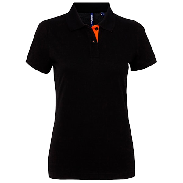 Asquith & Fox Dam/Dam Short Sleeve Contrast Polo Shirt M Black/ Orange M