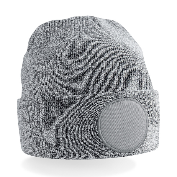 Beechfield Unisex Circular Patch Cuffed Beanie One Size Heather Heather Grey One Size
