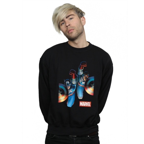 Marvel Herr Falcon Och Captain America Sida Vid Sida Sweatshirt Black 4XL