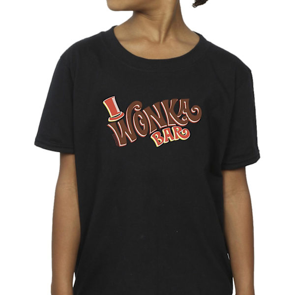 Willy Wonka Girls Bar Logo Bomull T-shirt 9-11 år Svart Black 9-11 Years
