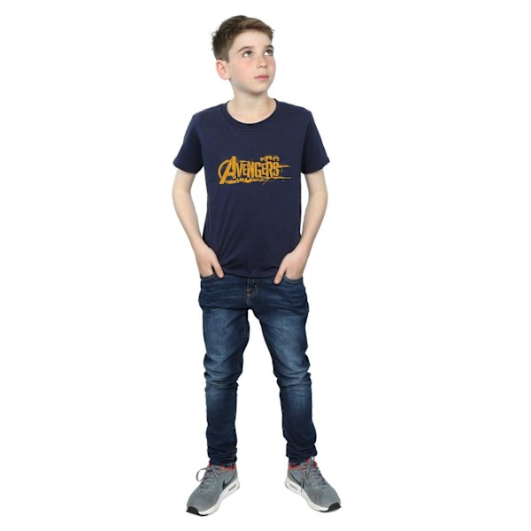 Marvel Boys Avengers Infinity War Orange Logo T-Shirt 7-8 år Navy Blue 7-8 Years