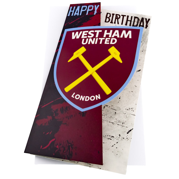 West Ham United FC Crest Födelsedagskort En Storlek Bordeaux/Gul/Vit Maroon/Yellow/White One Size