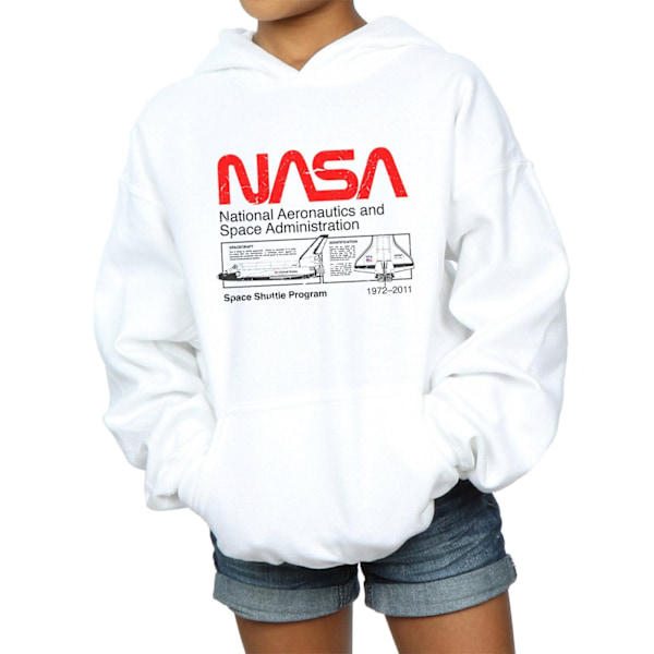 NASA Girls Classic Space Shuttle Hoodie 5-6 år Vit White 5-6 Years