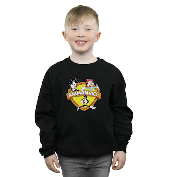 Animaniacs Boys Logo Crest Sweatshirt 7-8 år Svart Black 7-8 Years