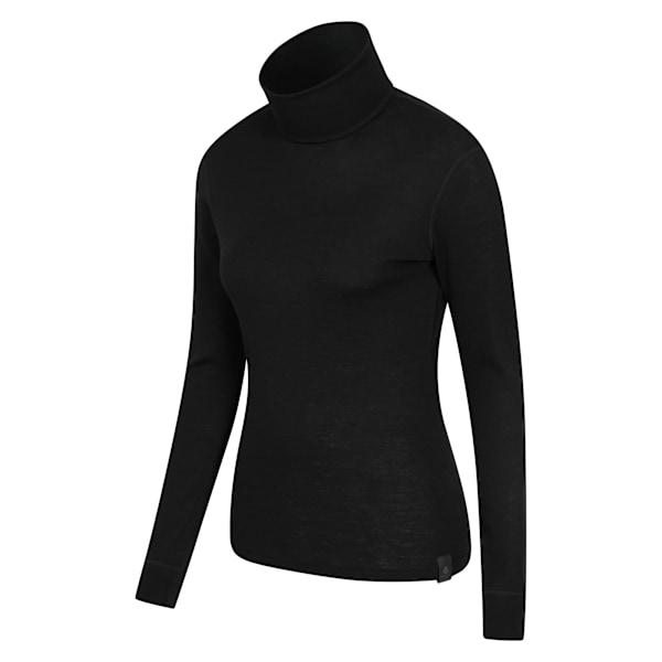 Mountain Warehouse Base Layer för Kvinnor/Dam i Merinoull med Rullkrage Black 16 UK