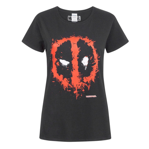 Marvel Womens/Ladies Deadpool Splat Mask Logo T-Shirt Small Bla Black Small