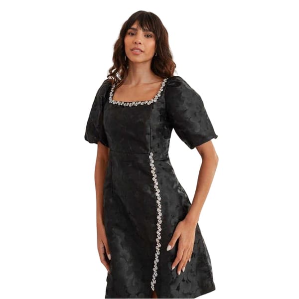 Lovedrobe Dam Jacquard Party Shift Klänning 8 UK Svart Black 8 UK