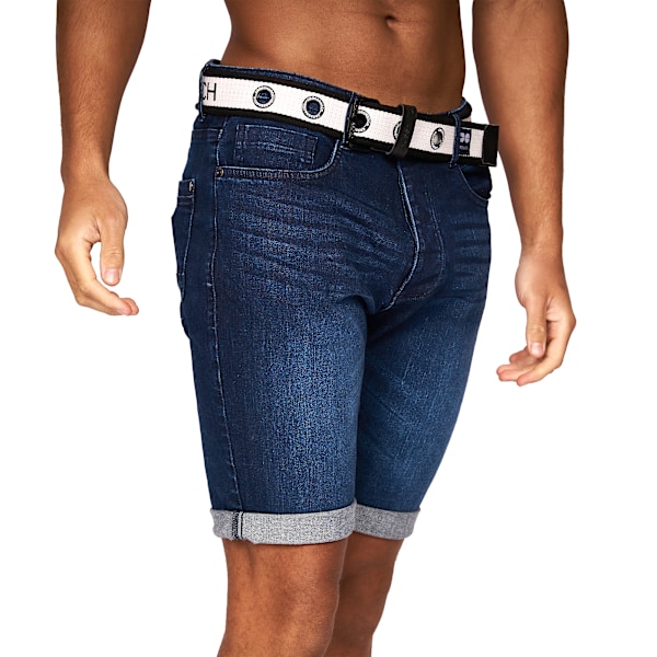 Crosshatch herr Reestier denimshorts 32R mörk tvätt Dark Wash 32R