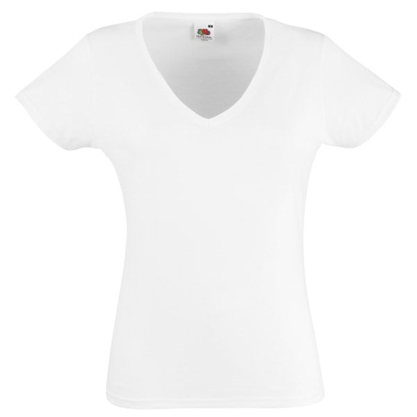 Fruit of the Loom Dam/Damer Valueweight V-halsad Lady Fit T-shirt S Vit White S