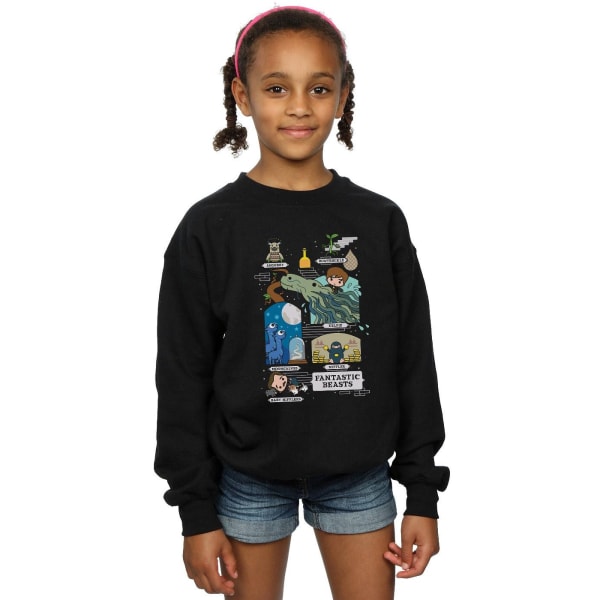 Fantastic Beasts Girls Chibi Newt Sweatshirt 5-6 år Svart Black 5-6 Years