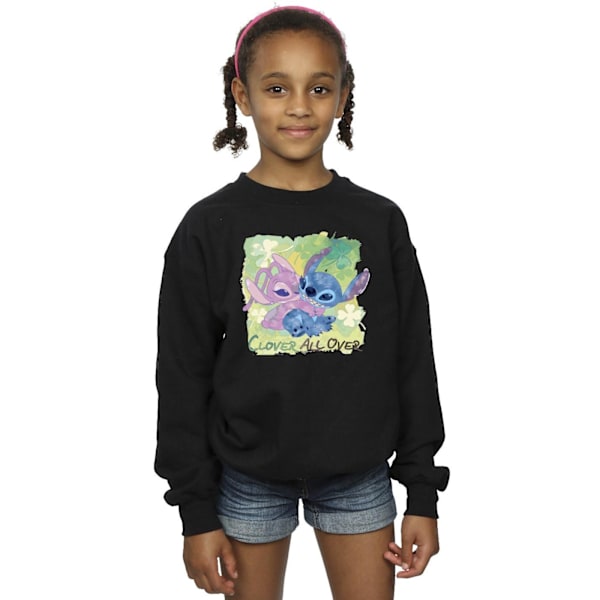 Disney Girls Lilo And Stitch St Patrick´s Day Clover Sweatshirt Black 12-13 Years