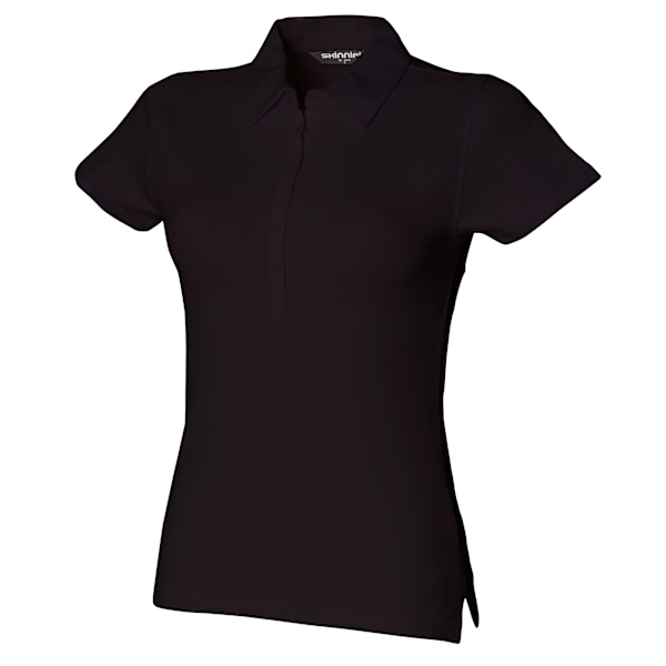 Skinni Fit Dam/Kvinnors Stretch Polotröja XL Svart Black XL