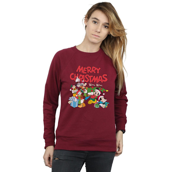 Disney Dam/Kvinnor Mickey Och Vänner Vinterönskningar Sweatshirt Burgundy XXL