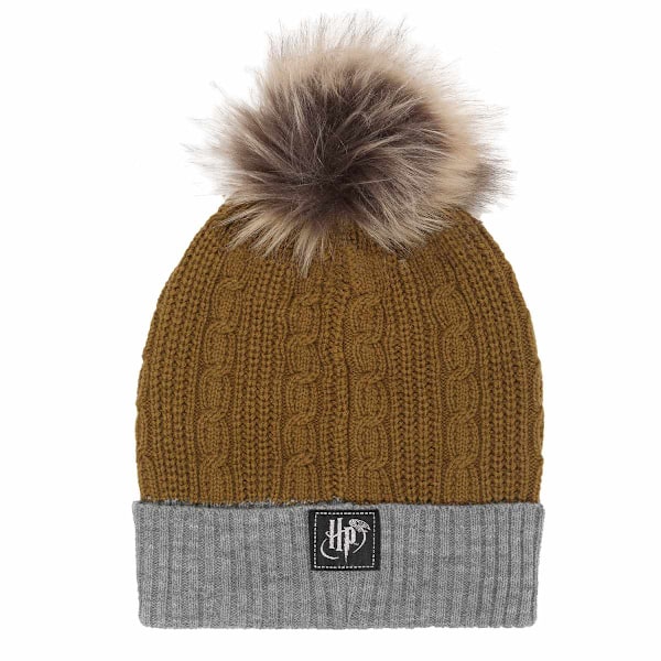 Harry Potter Hufflepuff Pom Pom Beanie One Size Gul/Grå Yellow/Grey One Size