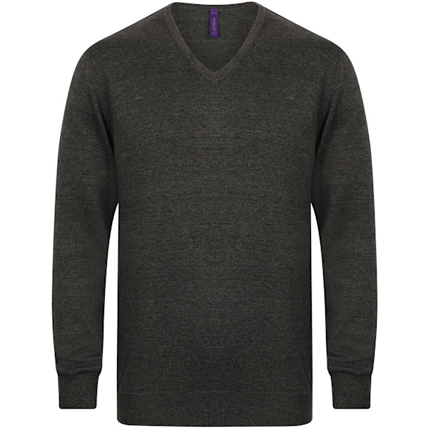 Henbury Herr 12 Gauge Fint Stickat V-ringad Tröja / Sweatshirt 2XL Grey Marl 2XL