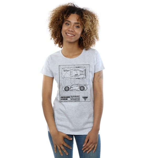 Disney Dam/Dam Cars Jackson Storm Blueprint Bomull T-Shir Sports Grey XXL