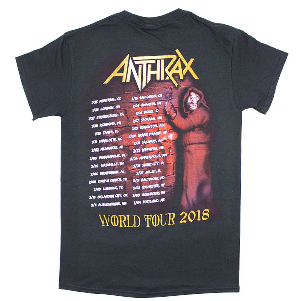 Anthrax Unisex Vuxen Bloody Eagle World Tour 2018 Baktryck Co Black S