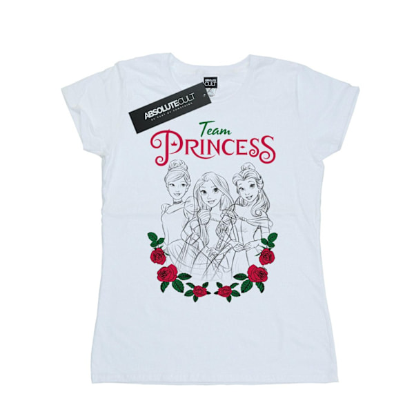 Disney Princess Dam T-shirt i bomull för kvinnor/damer med blommor, storlek S, vit White S