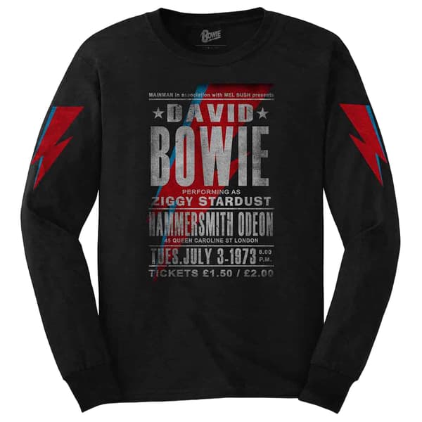 David Bowie Unisex Vuxen Hammersmith Odeon Ärmtryck Långärmad Black L