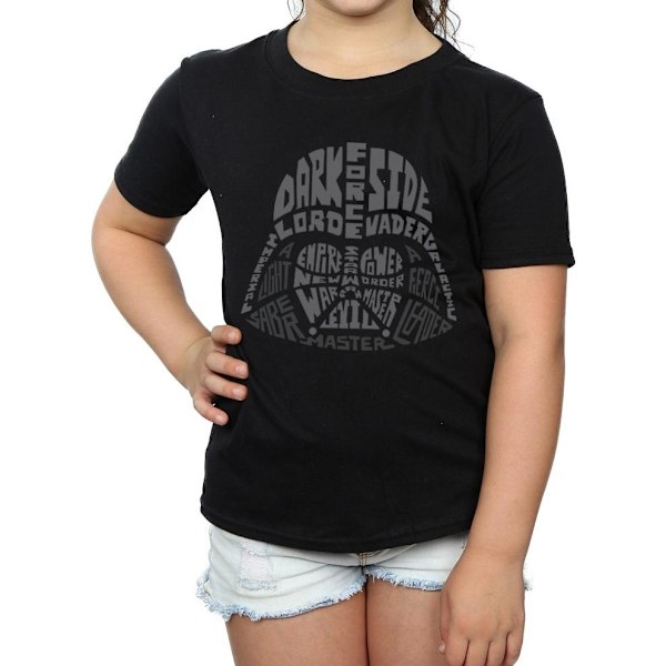 Star Wars Girls Darth Vader Text Head Bomull T-shirt 5-6 år Black 5-6 Years