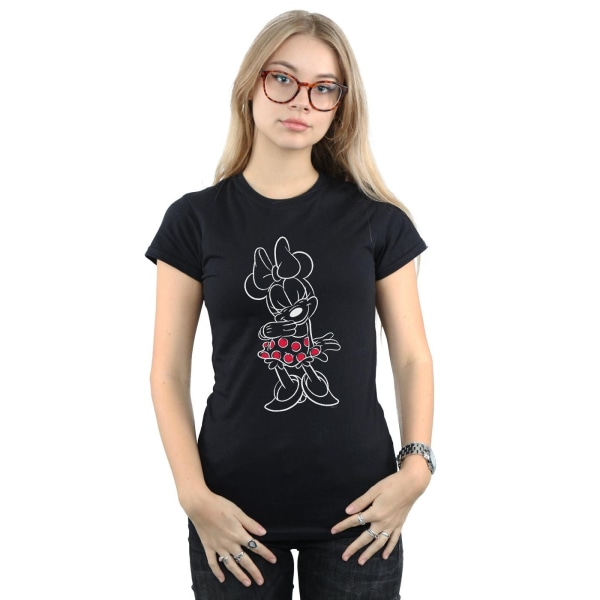 Disney Dam/Kvinnor Minnie Mouse Kontur Prickig Bomull T-shirt Black M