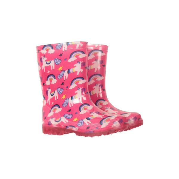 Mountain Warehouse Barnens/Barn Splash Unicorn Och Regnbåge Ljus Upp Wellington Stövlar 8 UK Barn Ljus Rosa Bright Pink 8 UK Child