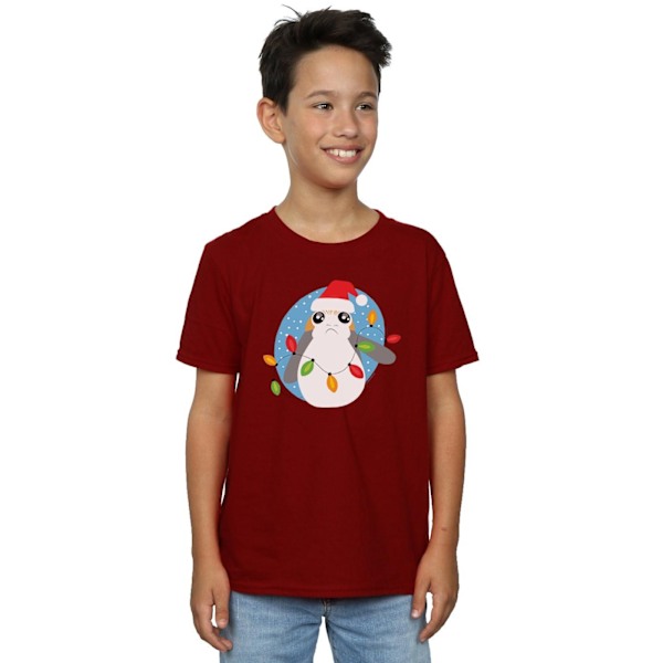 Star Wars Boys The Last Jedi Porg Julbelysning T-shirt 12-1 Burgundy 12-13 Years