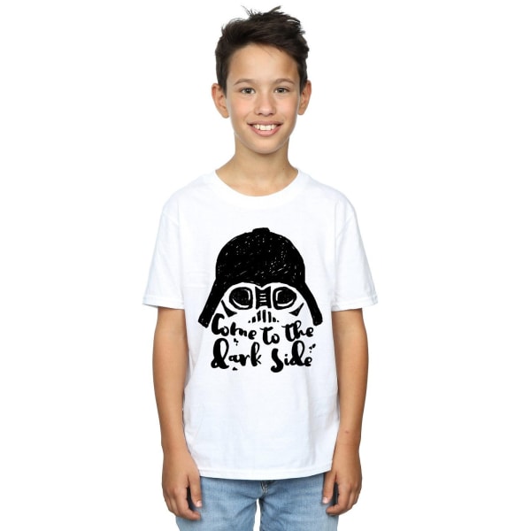 Star Wars Boys Darth Vader Come To The Dark Side Sketch T-Shirt White 9-11 Years