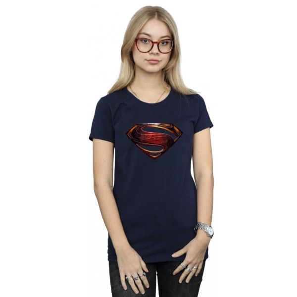 Superman Dam/Ladies Logotyp bomull T-shirt L Marinblå Navy Blue L