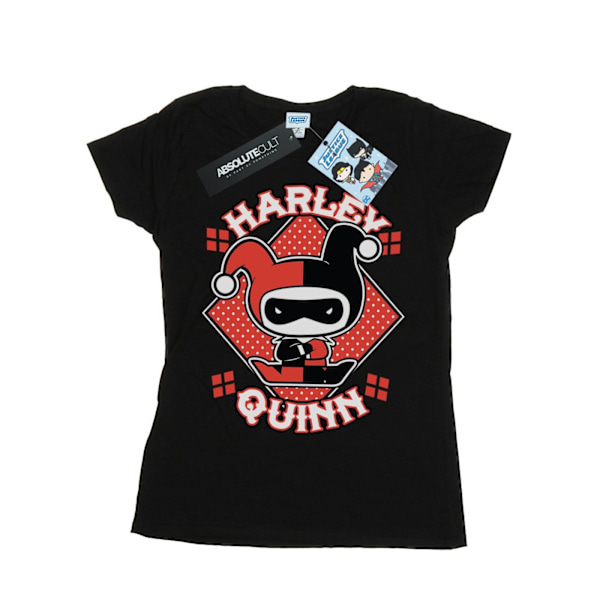 DC Comics Dam/Kvinnor Chibi Harley Quinn Badge Bomull T-shirt Black M