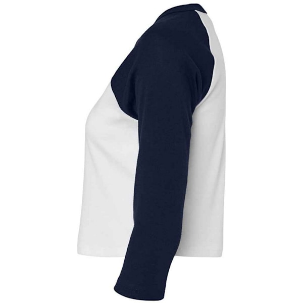 Bella + Canvas Dam/Damer Raglan 3/4 Ärm Klippt T-Shirt L W White/Navy L