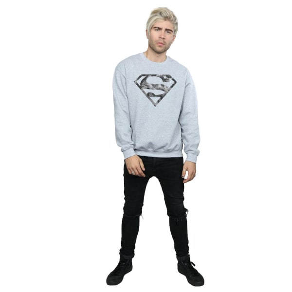 Superman Herr Marble Effect Logo Sweatshirt XXL Sports Grey Sports Grey XXL