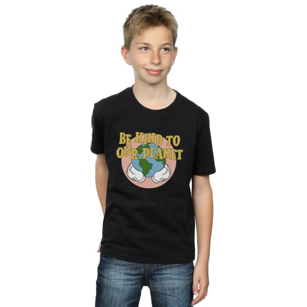 Disney Boys Musse Pigg Var snäll mot vår planet T-shirt 5-6 år Black 5-6 Years