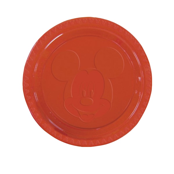 Disney Plast Embossed Mickey Mouse Middagstallrik (Förpackning om 8) O Red One Size