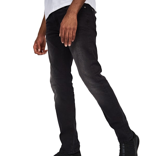 Crosshatch Herr Svelte Stretch Jeans 38S Svart Tvättad Black Wash 38S