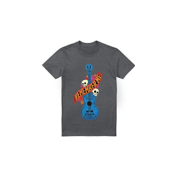 Coco Mens Remember Me Gitarr med Döskallar T-Shirt XXL Kolgrå Charcoal XXL