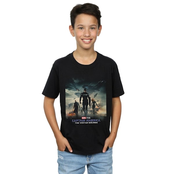 Marvel Studios Boys Captain America The Winter Soldier Poster T Black 12-13 Years